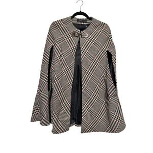 Zara Plaid Poncho Jacket Womens Medium